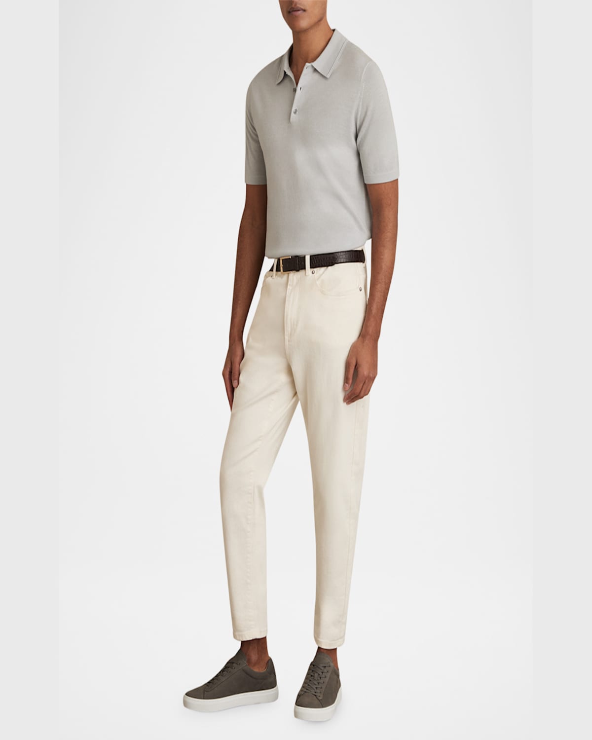 Reiss Manor Half Button Merino Wool Polo Shirt In Iced Blue