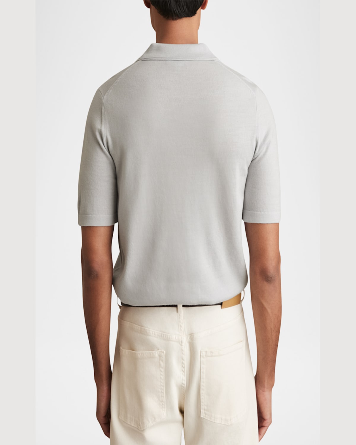 Reiss Manor Half Button Merino Wool Polo Shirt In Iced Blue