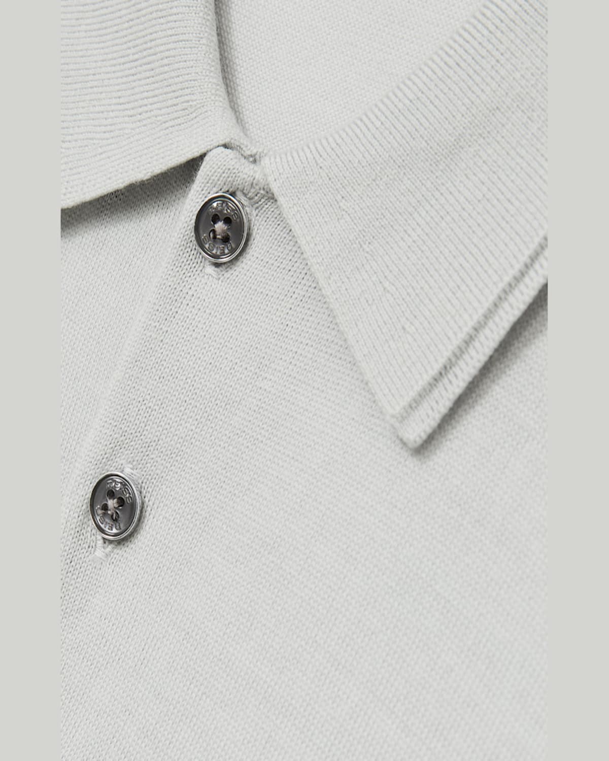 Reiss Manor Half Button Merino Wool Polo Shirt In Iced Blue