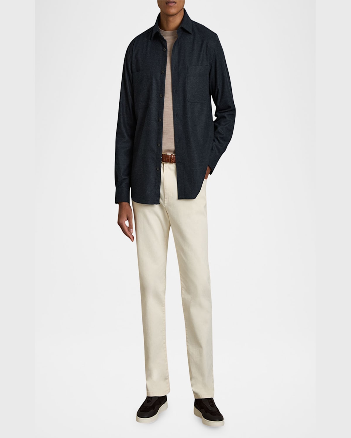 Reiss Navy Twin-pocket Button-through Overshirt In Navy