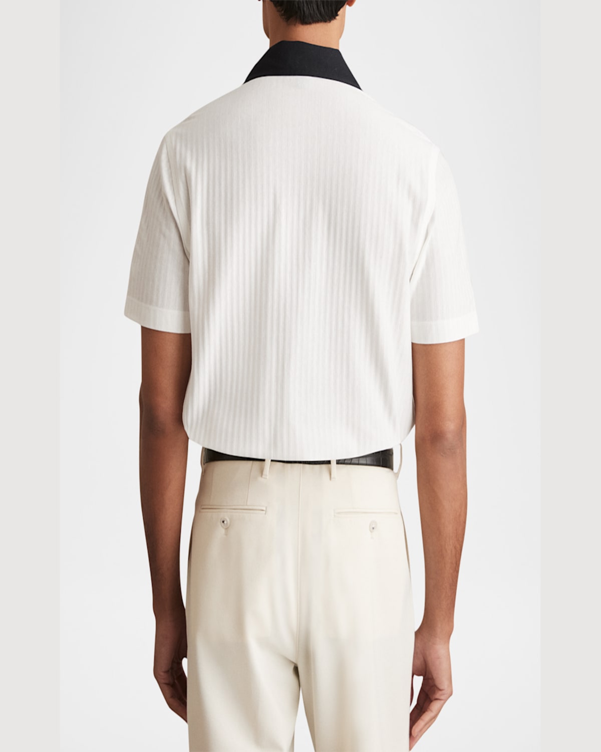 Reiss Mens White Navy Aster Short-sleeved Cotton Shirt In White/navy