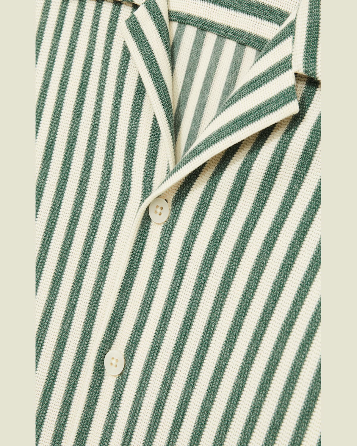 Reiss Trig Textured Stripe Camp Shirt In Green