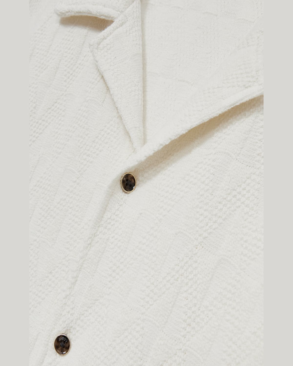 Reiss Short Sleeve Textured Camp Shirt In Off White