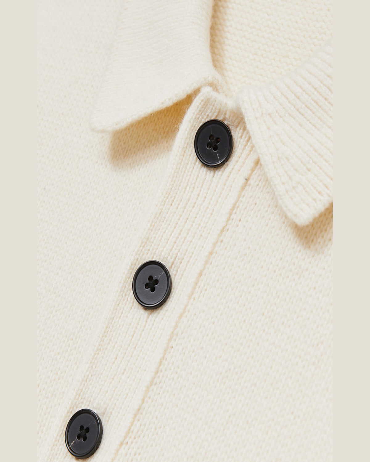 Reiss Jacob Relaxed Fit Quarter Button Long Sleeve Wool Knit Polo In Off White