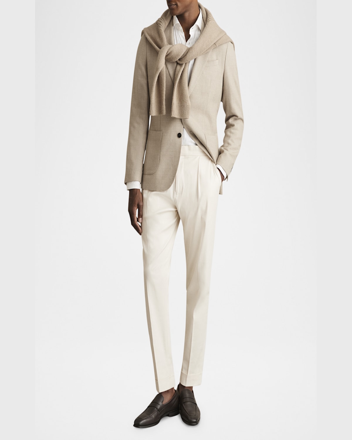 Reiss Mens Stack Single-breasted Wool-blend Blazer Oatmeal In Oatmeal