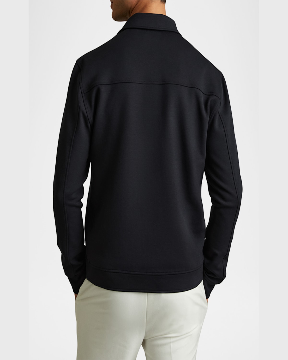 Reiss Navy Blue Medina Interlock Jersey Zip-through Jacket In Navy Blue
