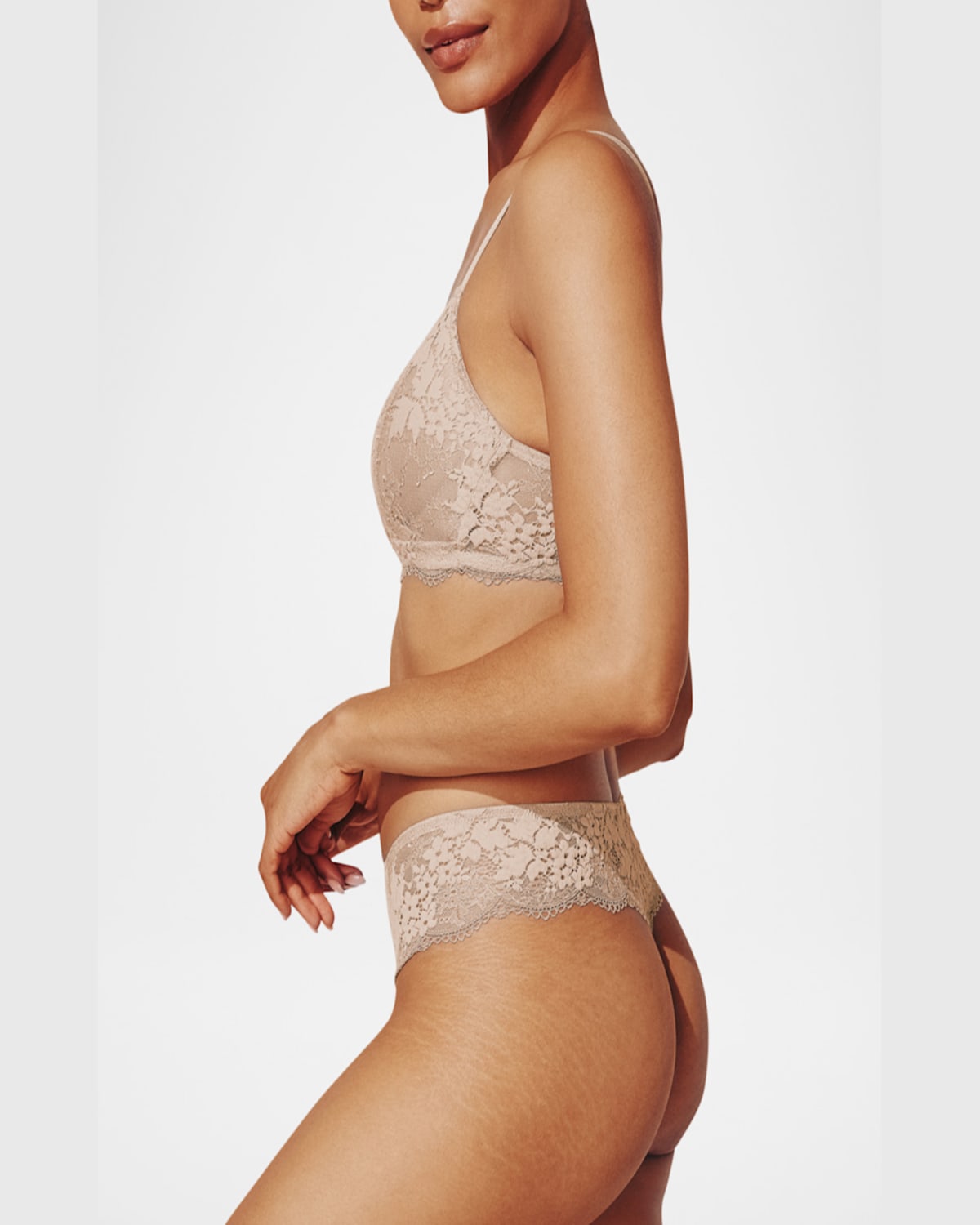 Thirdlove All Day Lace Wireless Memory Foam Bra In Medium Beige