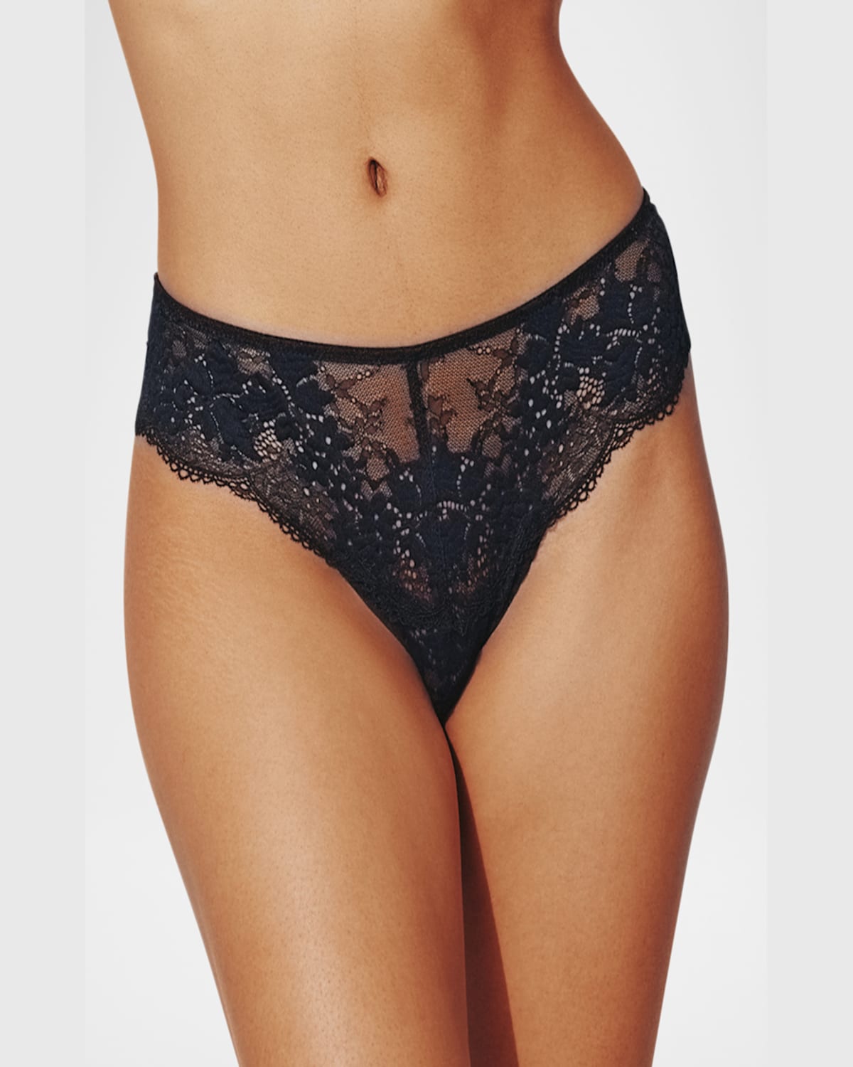 Thirdlove All Day Lace Scalloped Thong In Black