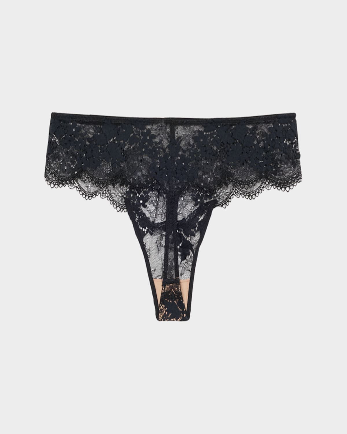 Thirdlove All Day Lace Scalloped Thong In Black