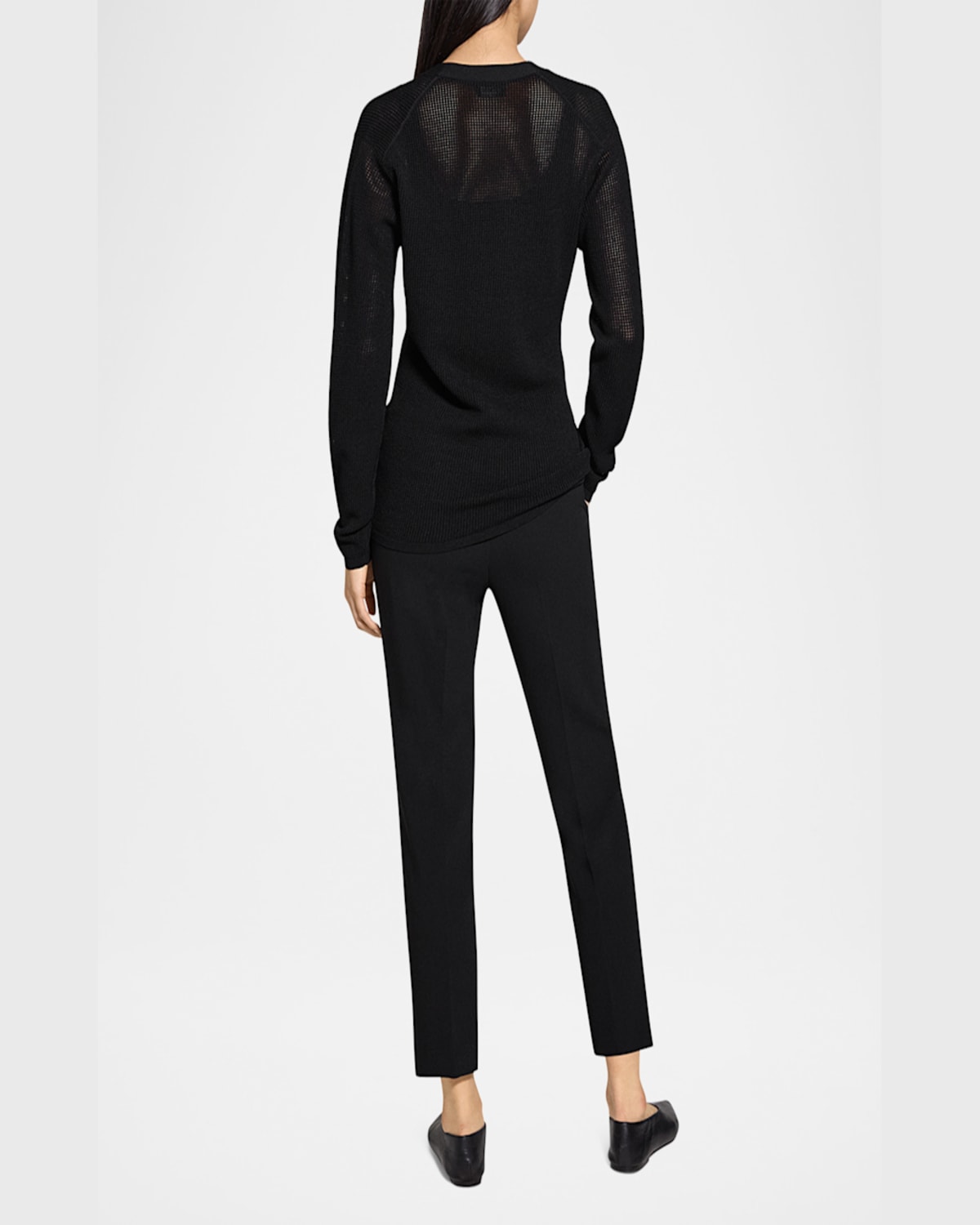Theory Pointelle V-neck Cardigan In Black