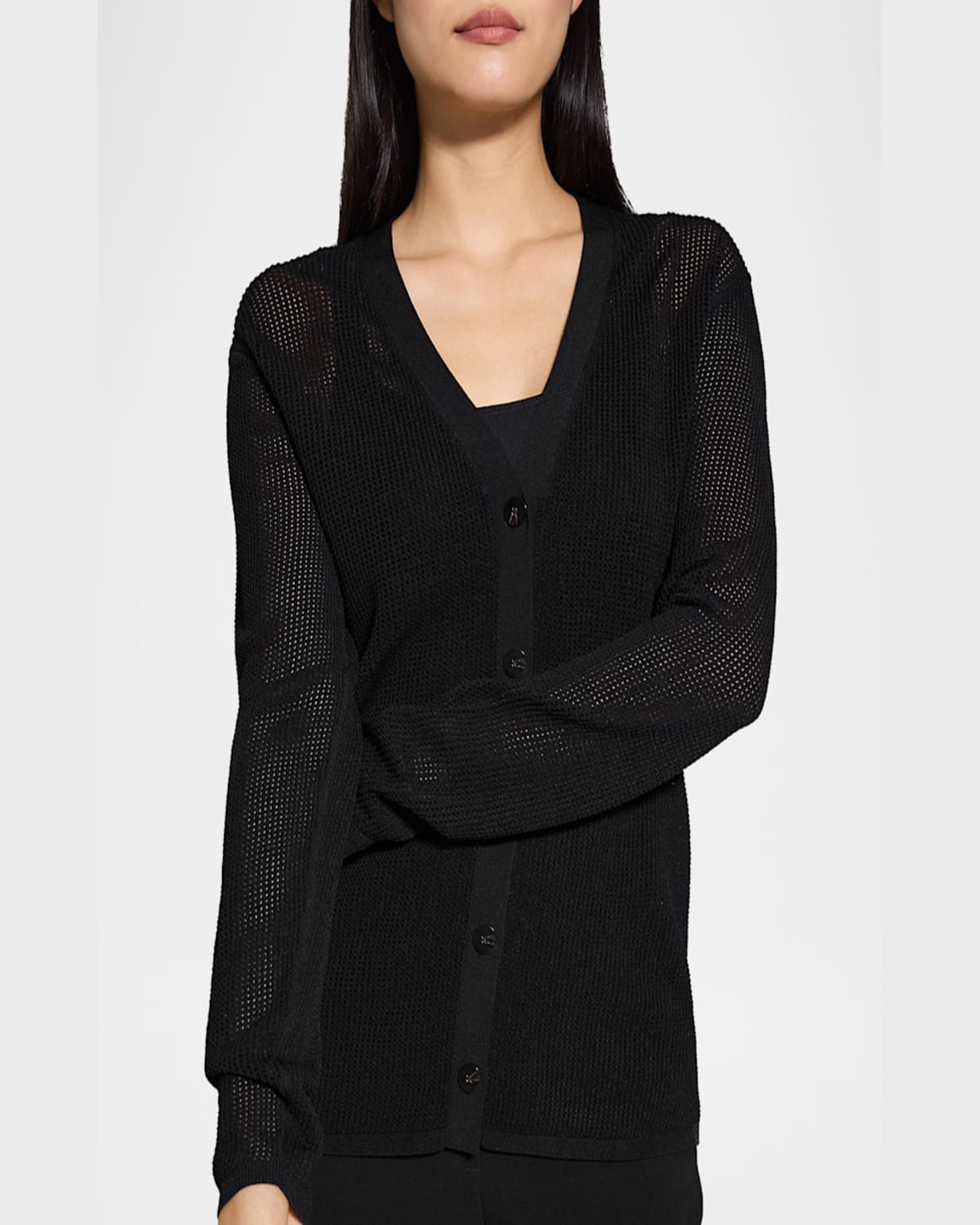 Theory Pointelle V-neck Cardigan In Black