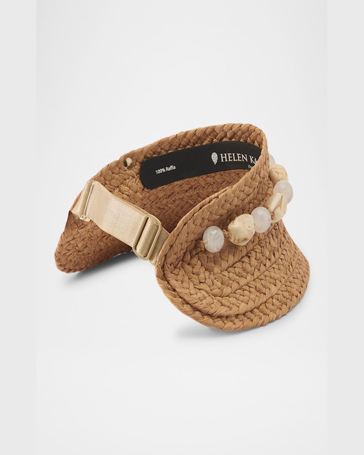 Helen Kaminski Nyla Packable Pebble Braided Raffia Visor In Nougat Natural