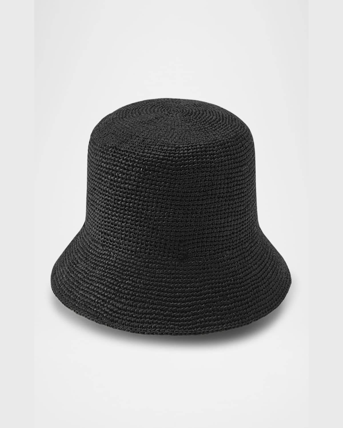 Helen Kaminski Bella Raffia Crochet Bucket Hat In Charcoal