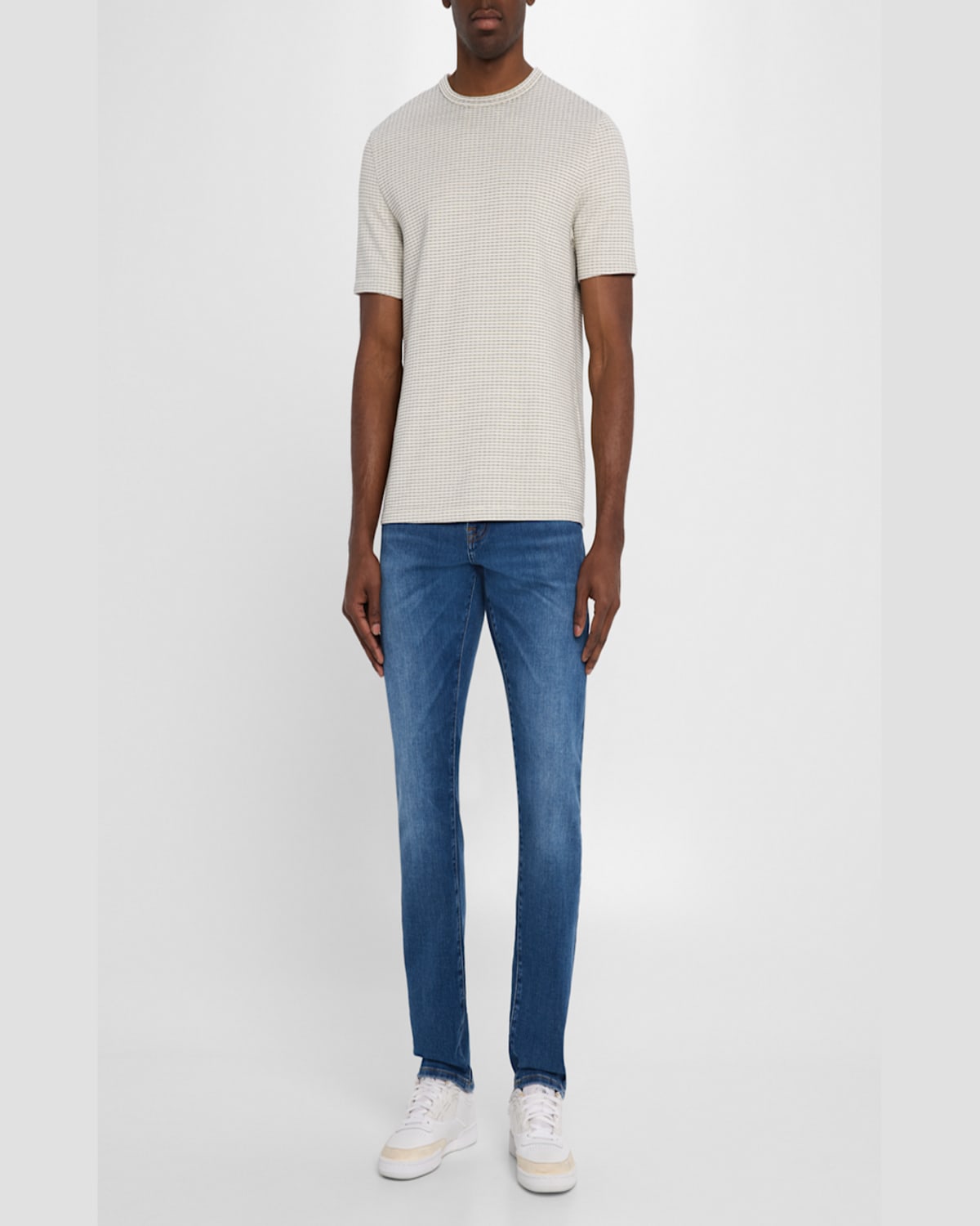 Frame Cotton Jacquard-stripe T-shirt In Gray