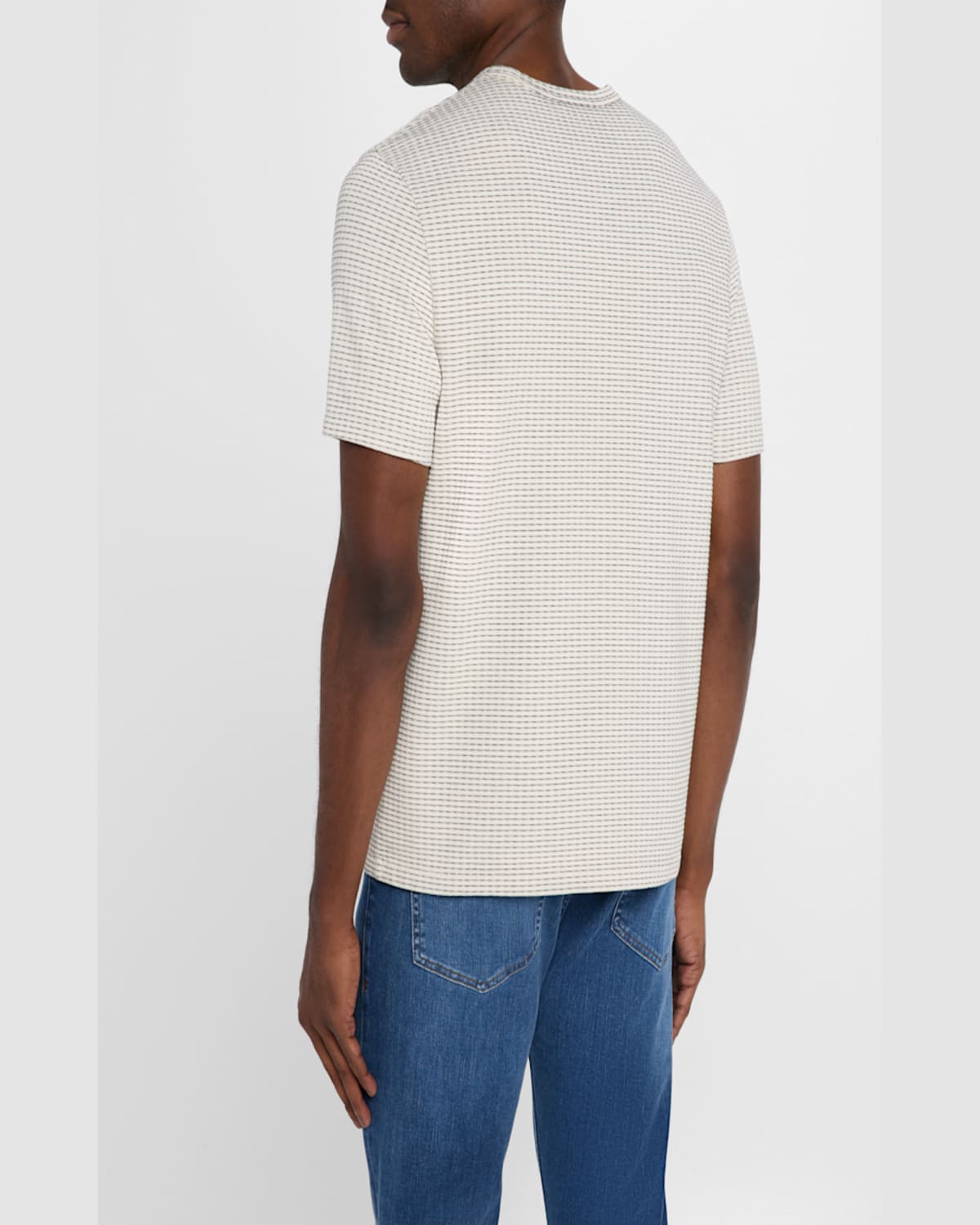Frame Cotton Jacquard-stripe T-shirt In Gray