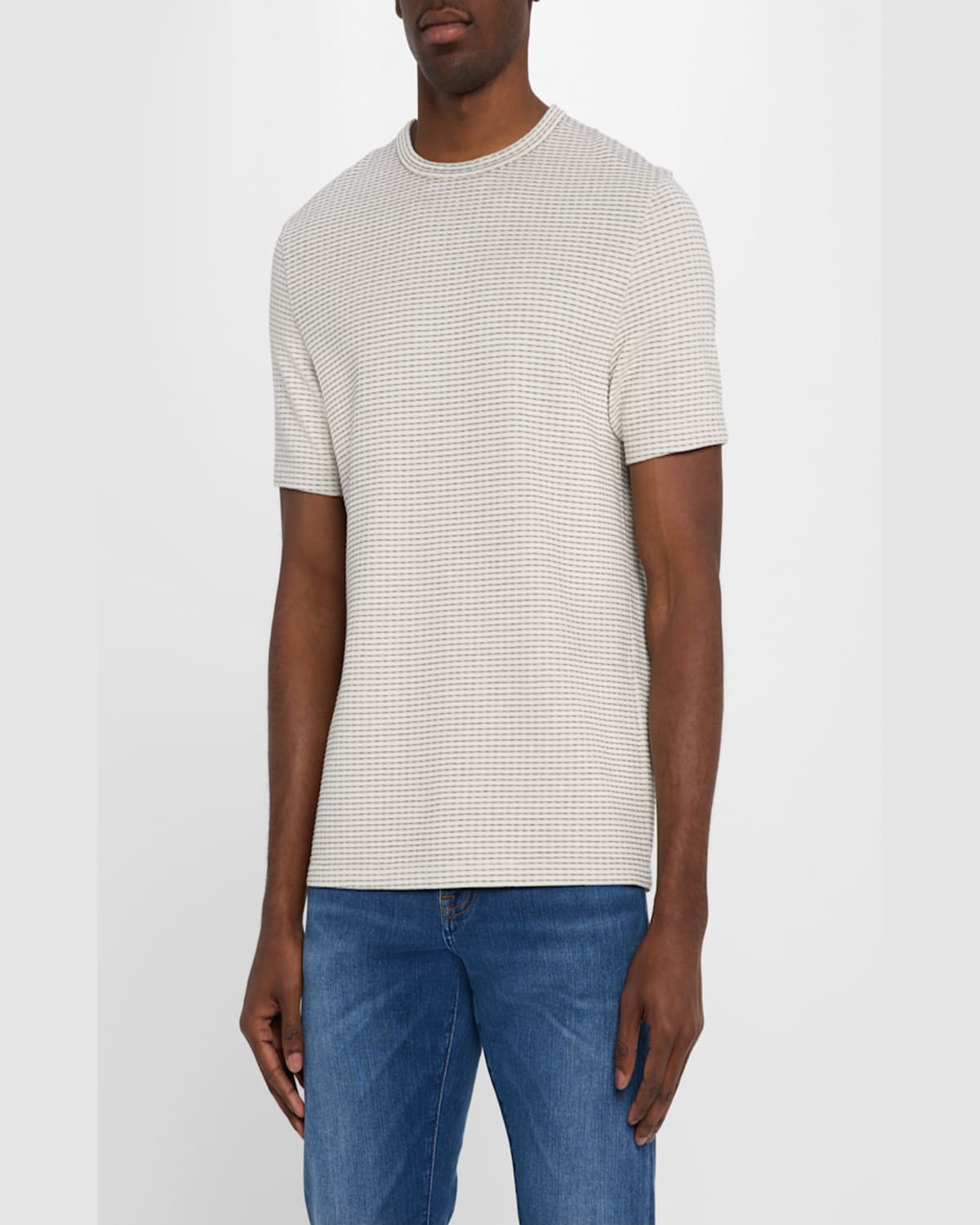 Frame Cotton Jacquard-stripe T-shirt In Gray