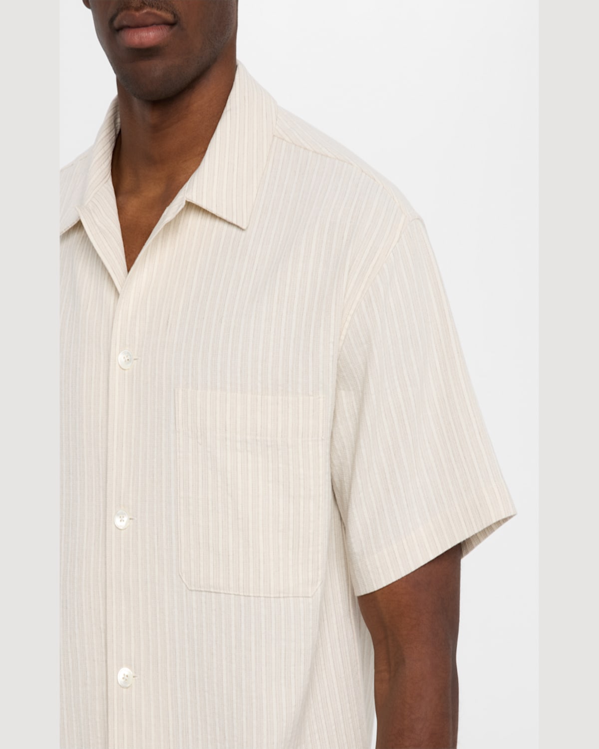 Frame Men's Jacquard Striped Camp Shirt In Metallic