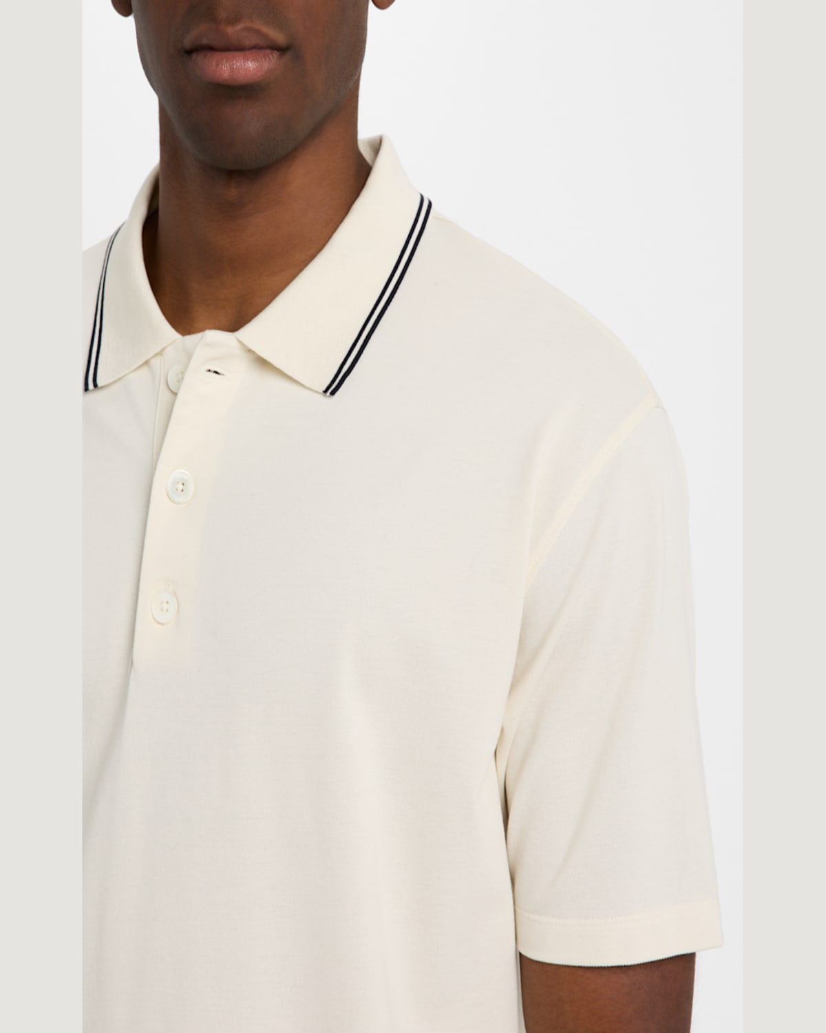 Frame Mens Striped Collar Regular-fit Pique Polo Top White Sand In White Sand