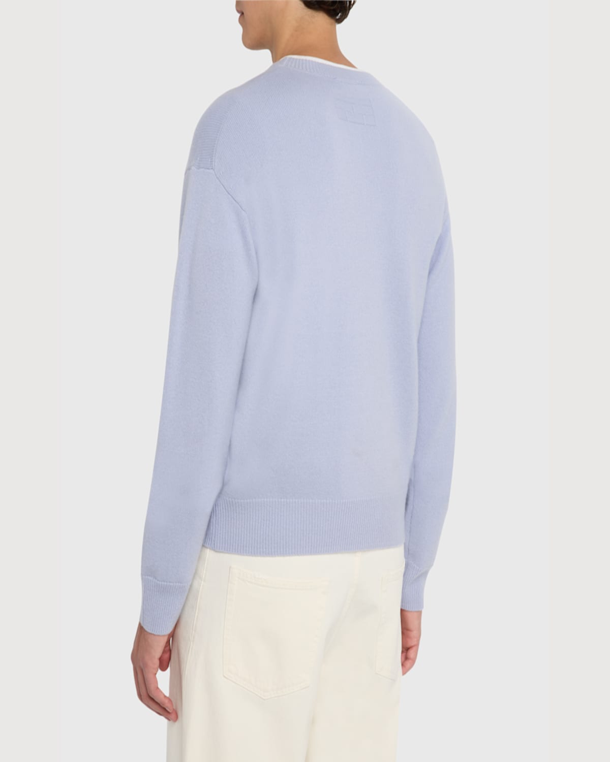 Frame Mens Ribbed Crewneck Cashmere Jumper Baby Blue