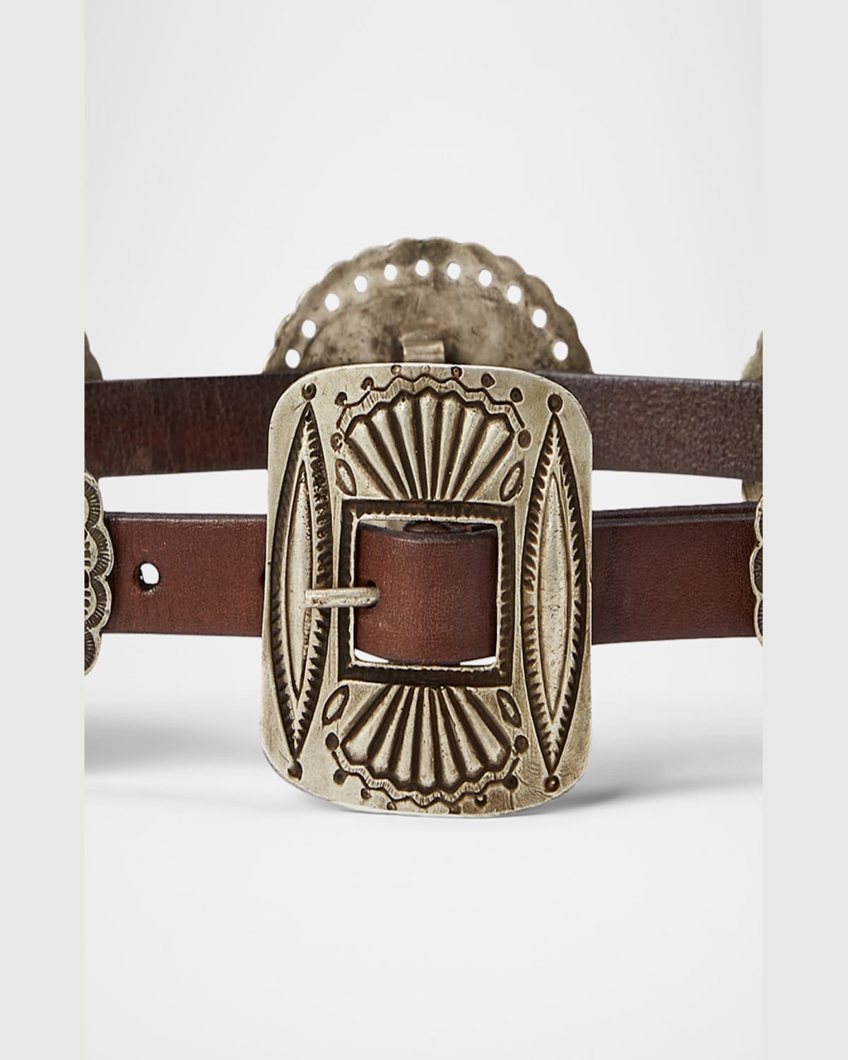 Polo Ralph Lauren Western Buckle Leather Belt In Brown
