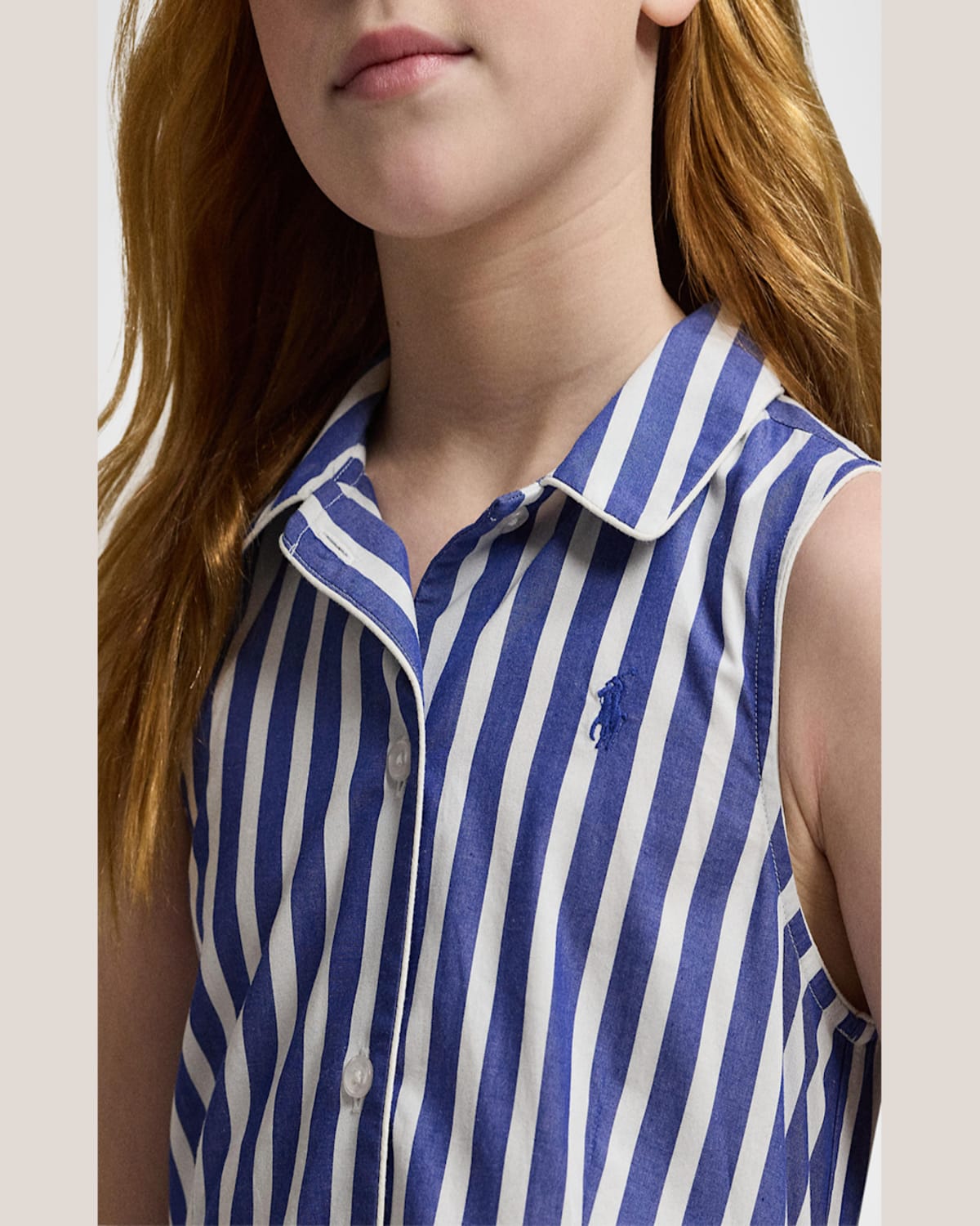 Ralph Lauren Girl's Striped Day Dress In Royal White