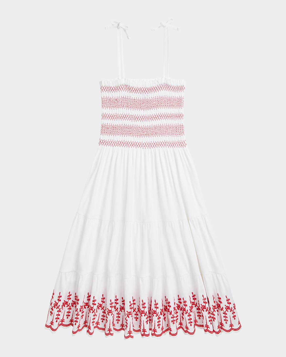 Ralph Lauren Girl's Eyelet Embroidered Smocked Dress In White
