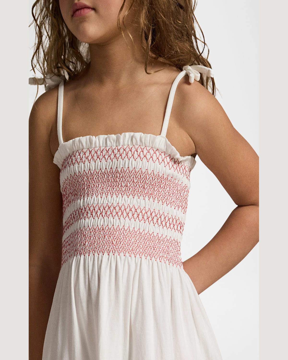 Ralph Lauren Girl's Eyelet Embroidered Smocked Dress In White