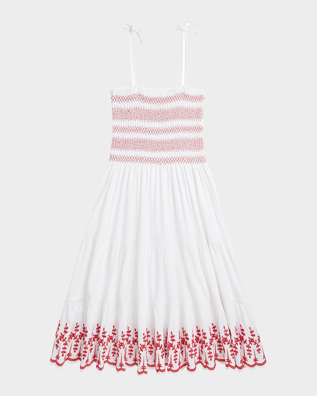 Ralph Lauren Girl's Eyelet Embroidered Smocked Dress In White