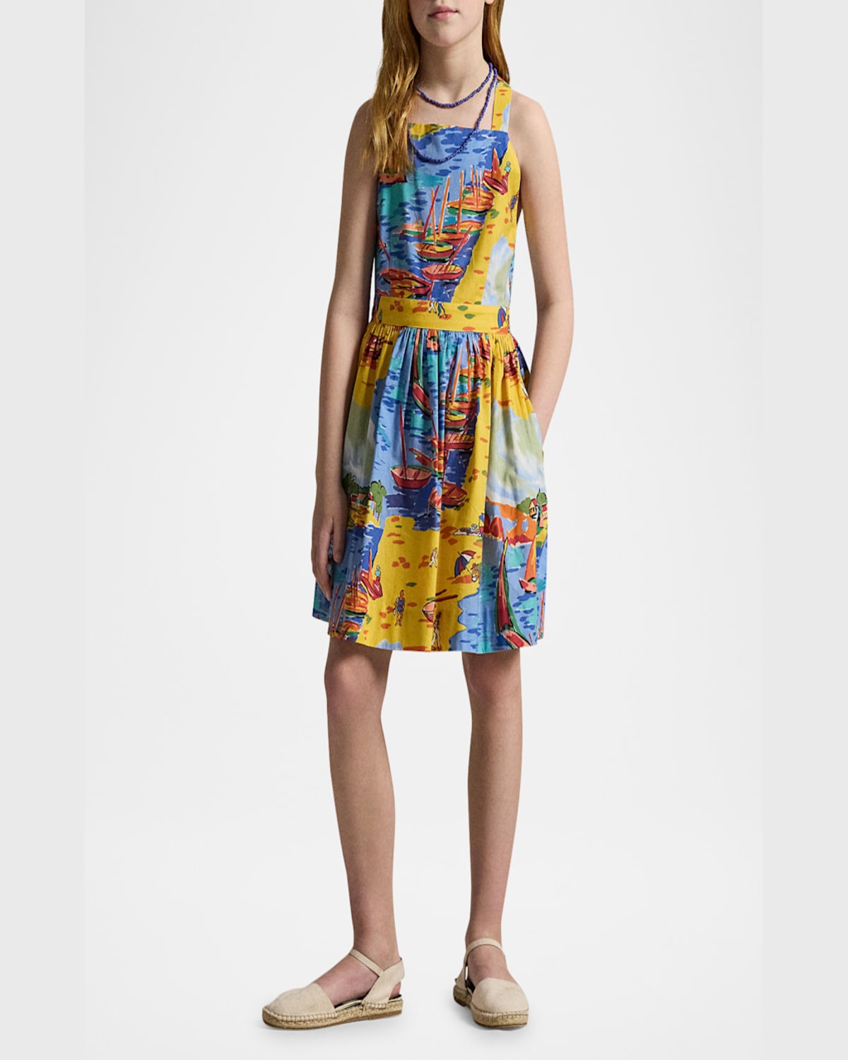 Ralph Lauren 30s Cotton-printpinafor-dresses-day Dress In Seaside Village Haven