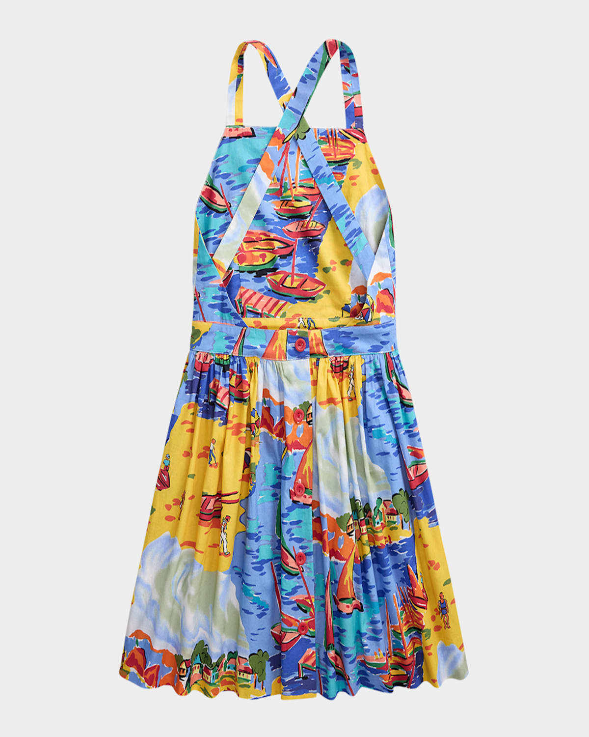 Ralph Lauren 30s Cotton-printpinafor-dresses-day Dress In Seaside Village Haven