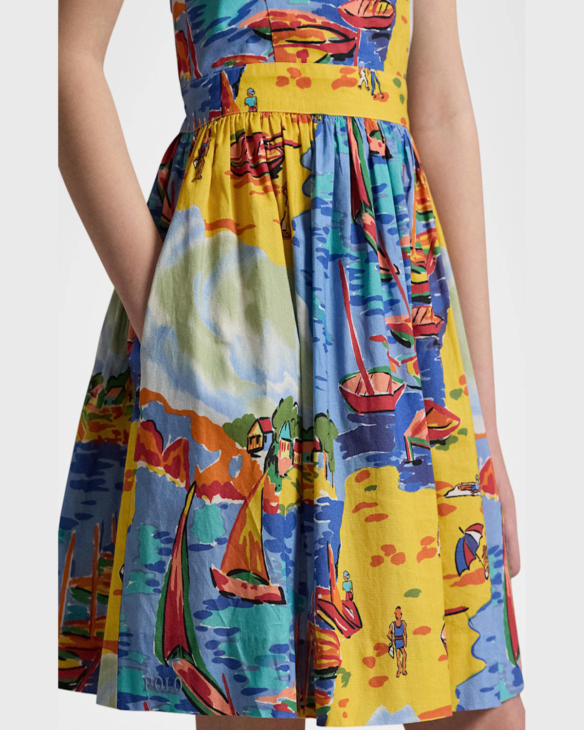 Ralph Lauren 30s Cotton-printpinafor-dresses-day Dress In Seaside Village Haven