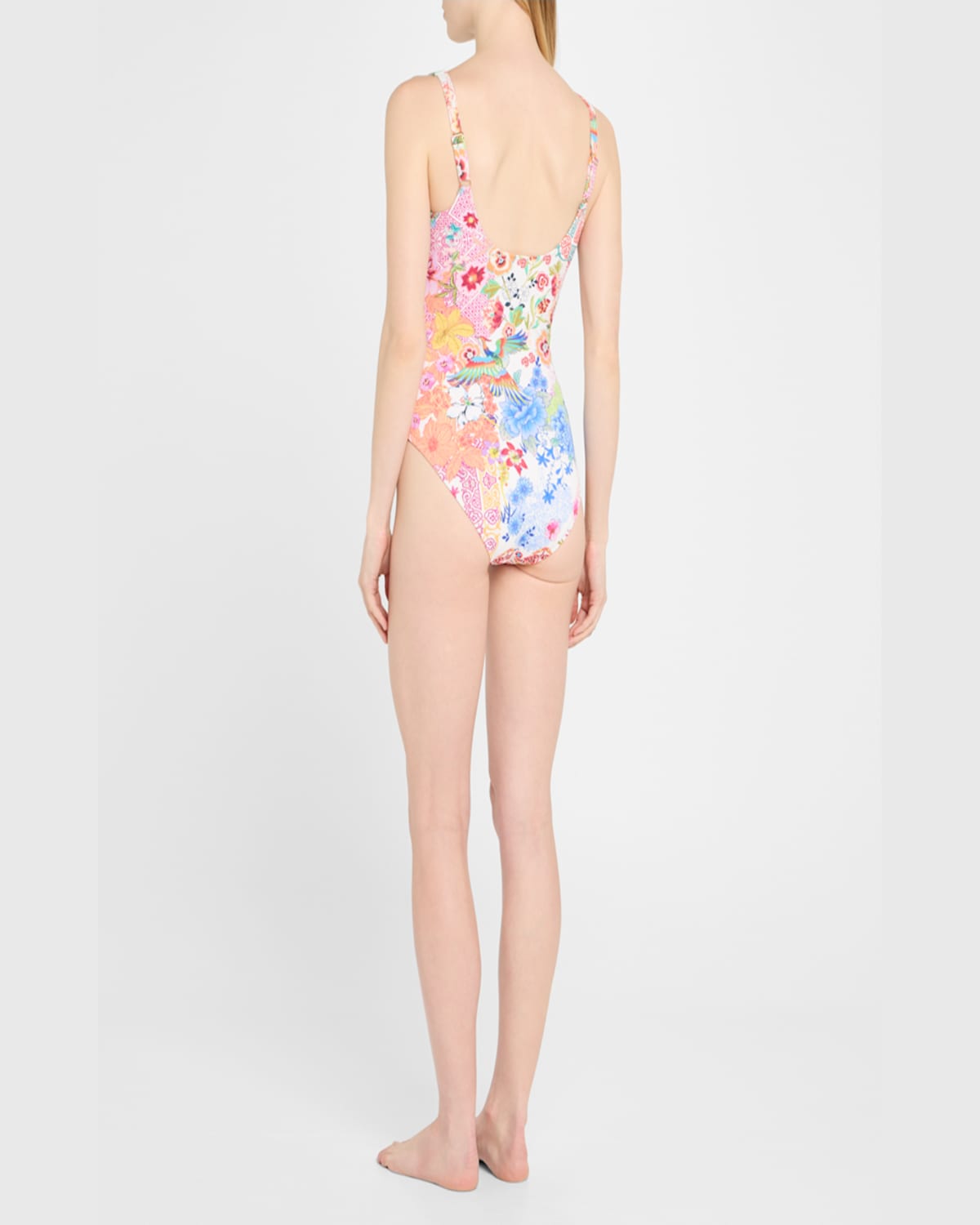 Shop Johnny Was Paula Reverse Pique Tank One-piece Swimsuit