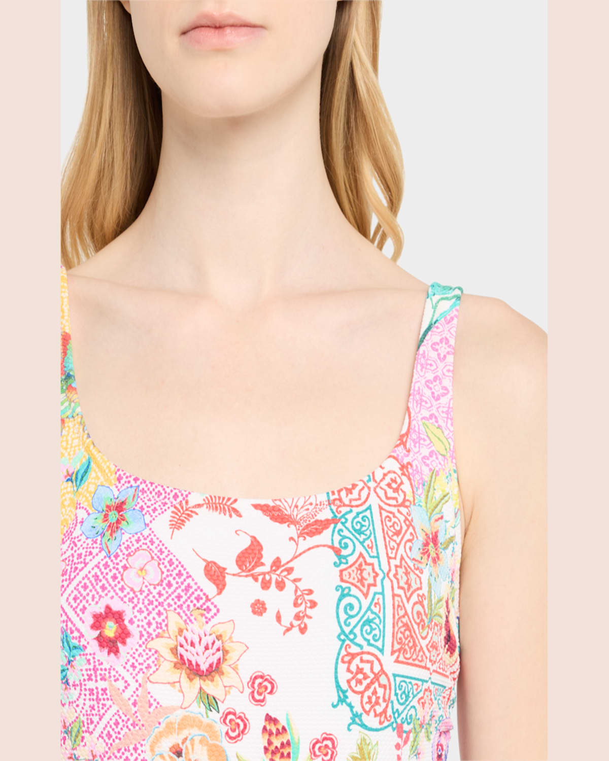 Shop Johnny Was Paula Reverse Pique Tank One-piece Swimsuit