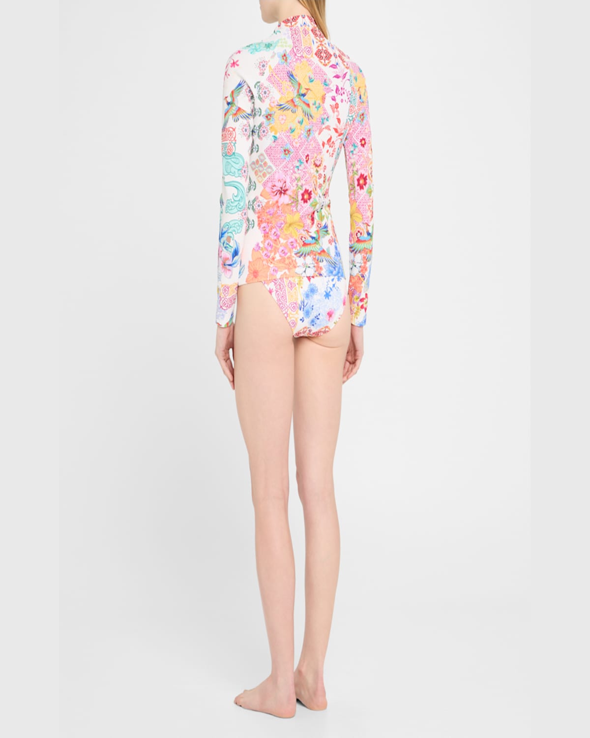 Johnny Was Paula Reverse Pique Long-sleeve Surf Shirt In Paula
