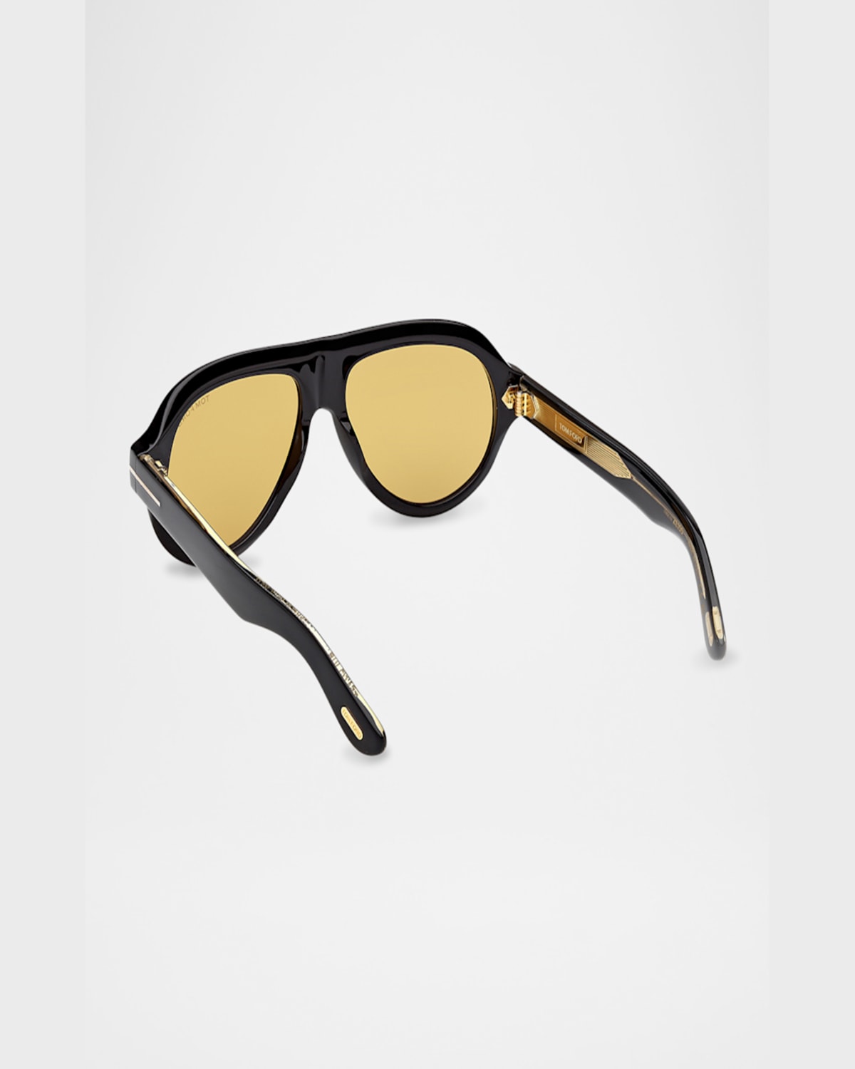 Tom Ford Icon Aviator Sunglasses In Shiny Black Brown