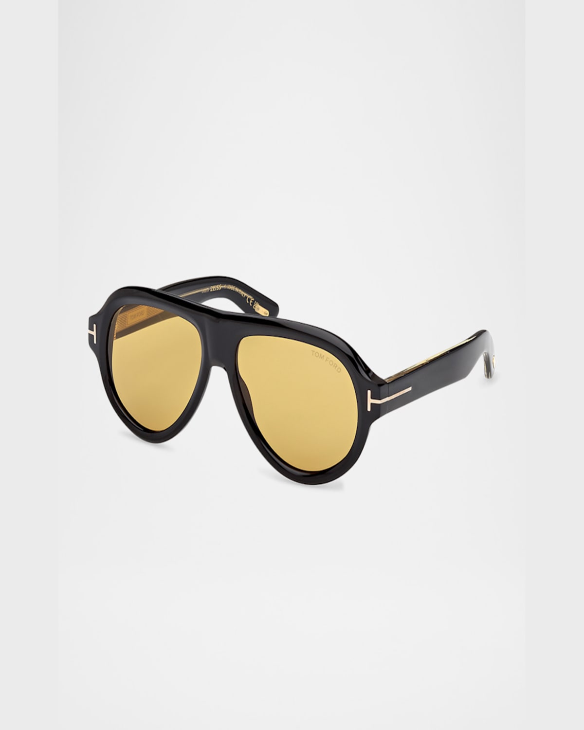 Tom Ford Icon Aviator Sunglasses In Shiny Black Brown