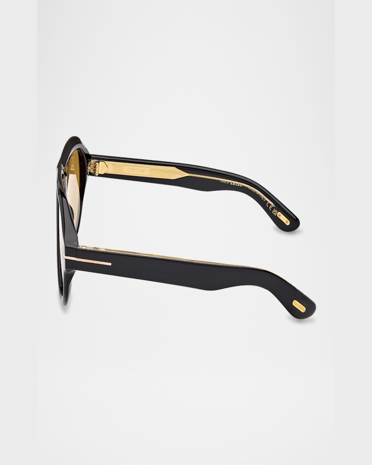 Tom Ford Icon Aviator Sunglasses In Shiny Black Brown