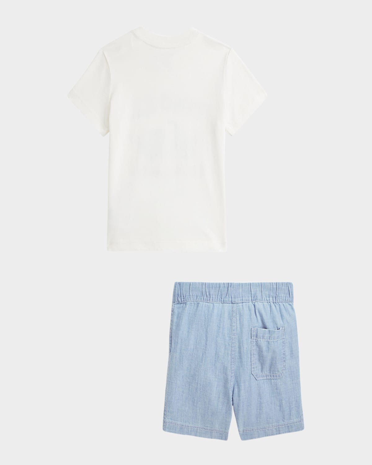 Ralph Lauren Boy's Graphic T-shirt W/ Chambray Shorts In Nevis