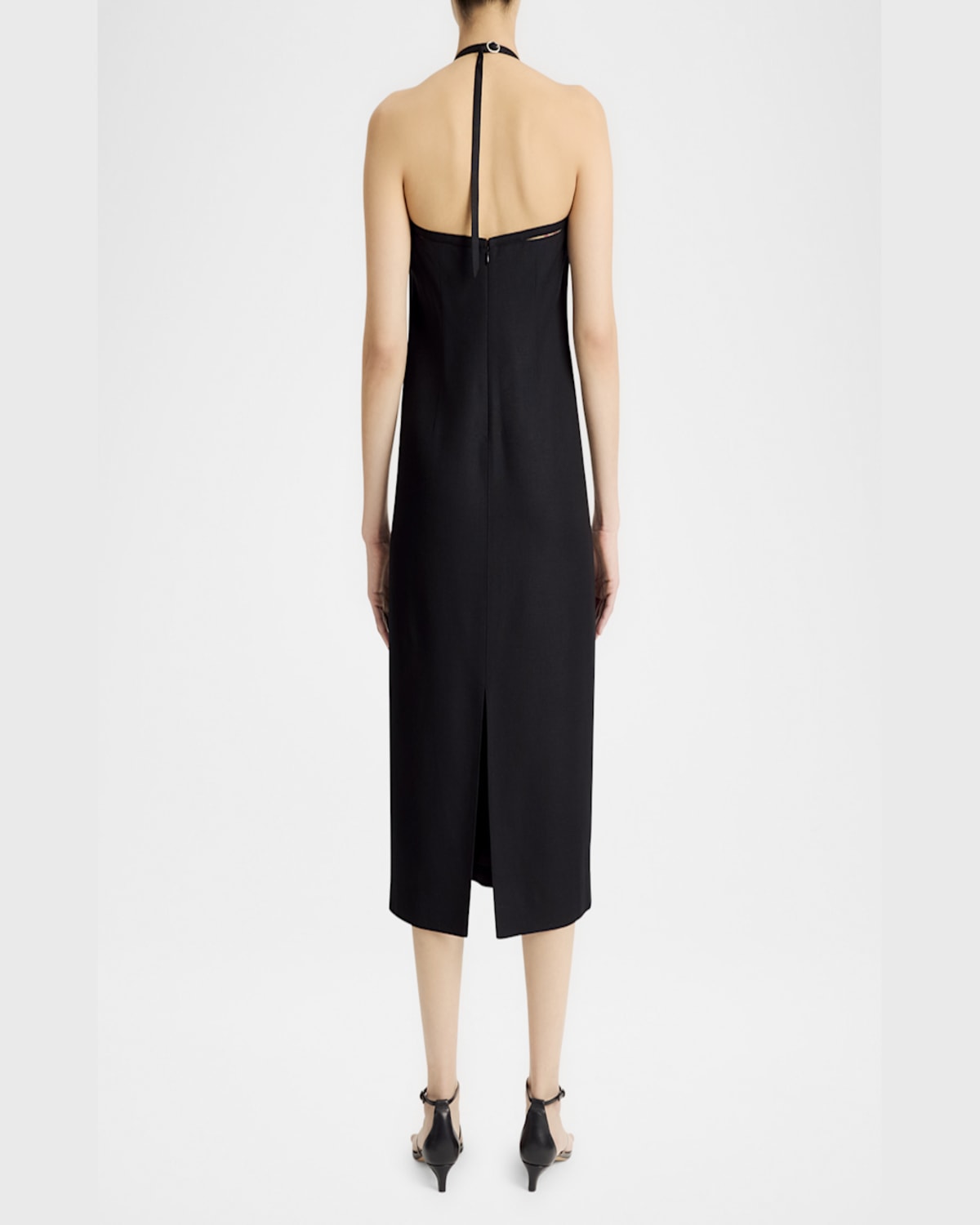 Vince Halter Neck Apron Midi Dress In Black