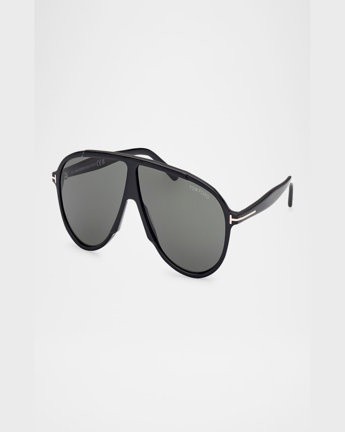 Tom Ford Vladamir Pilot Sunglasses, 65mm In Shiny Black