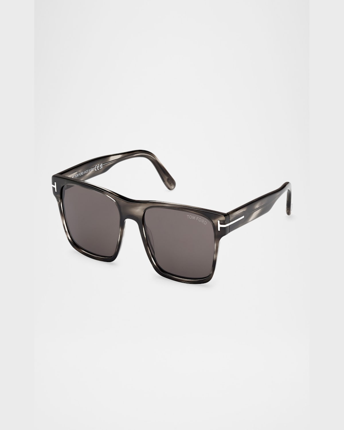 Tom Ford Square Frame Sunglasses In Shiny Striped Black Havana