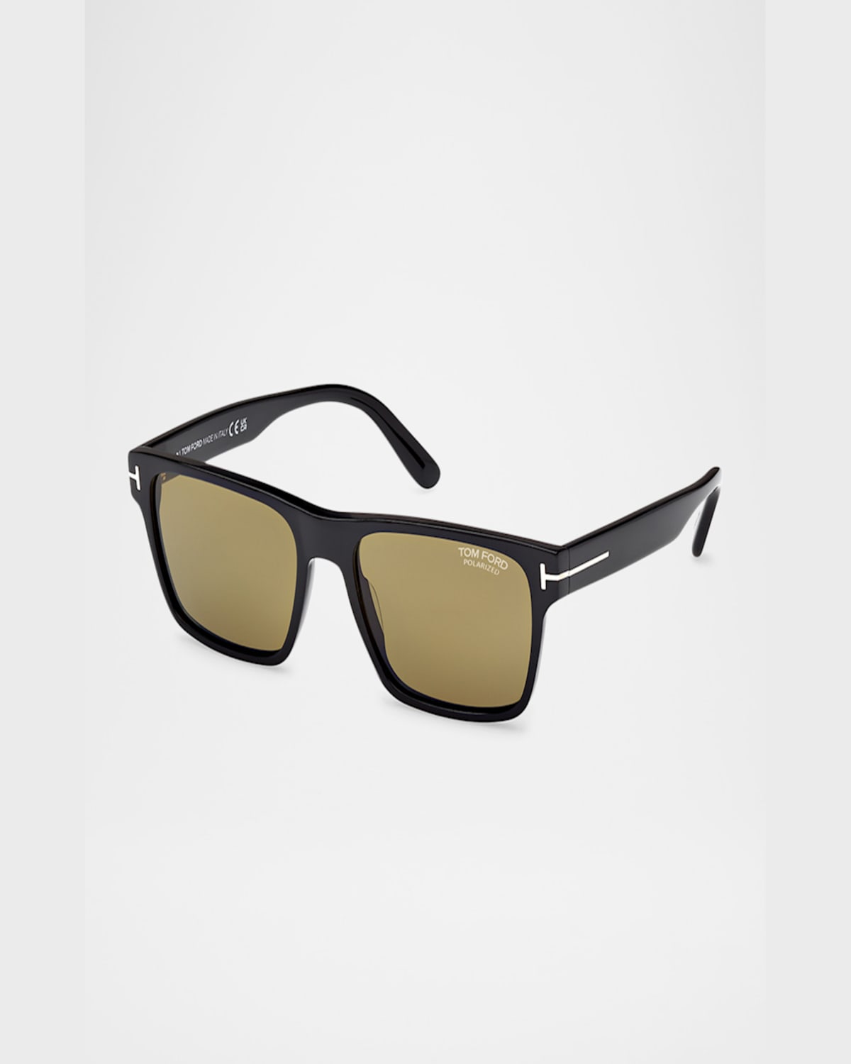 Tom Ford Men's Calder Polarized Acetate Square Sunglasses In Shiny Black