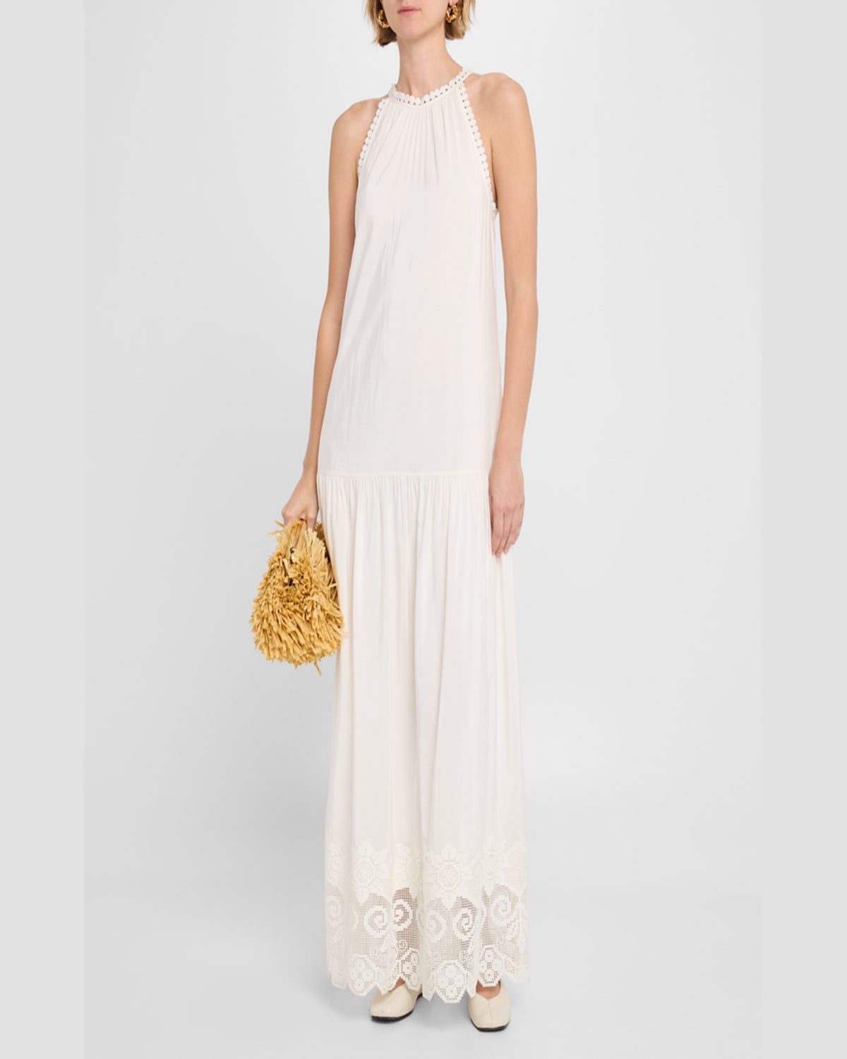 Kobi Halperin Teri Lace-trim Halter Maxi Dress