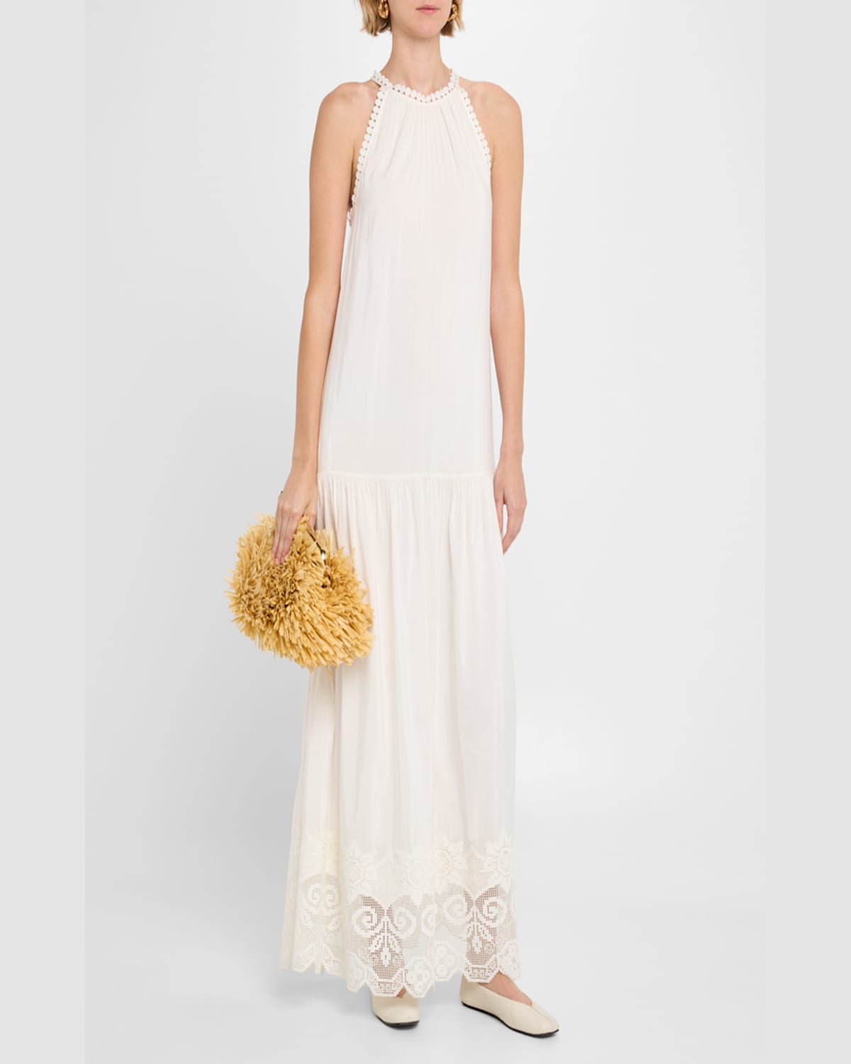 Kobi Halperin Teri Lace-trim Halter Maxi Dress