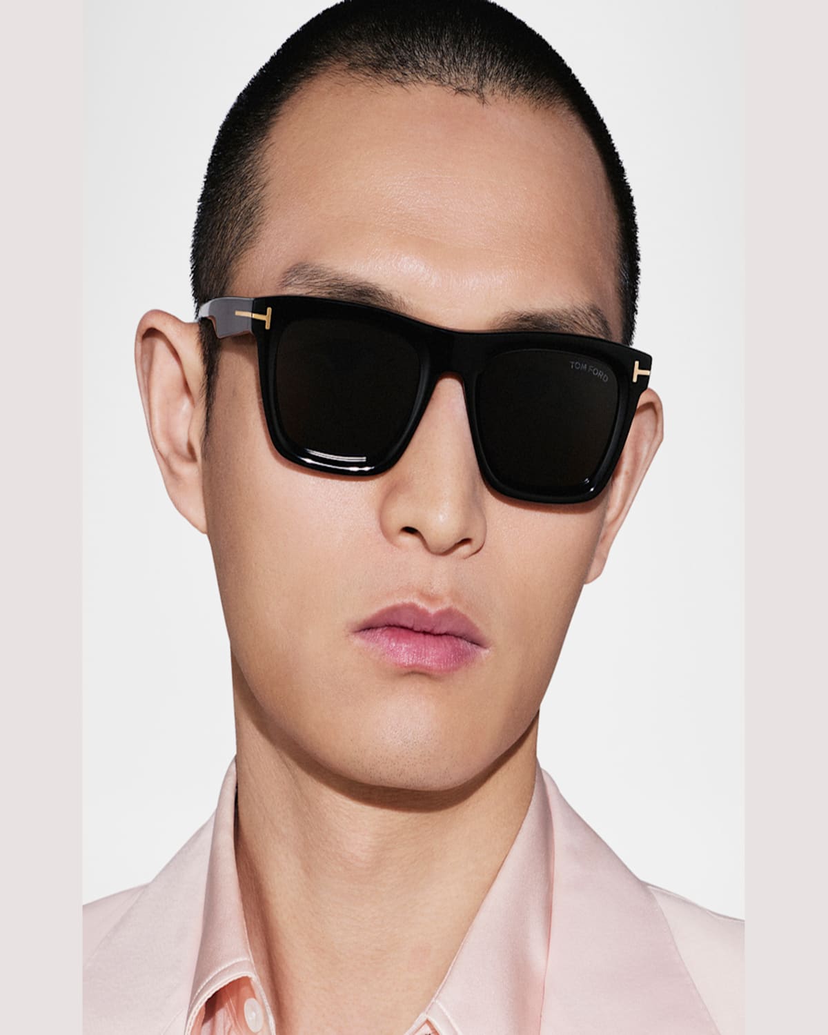 Tom Ford Eyewear Lelio Square Frame Sunglasses In Shiny Striped Black  Transp Grey Light Brown Lenses