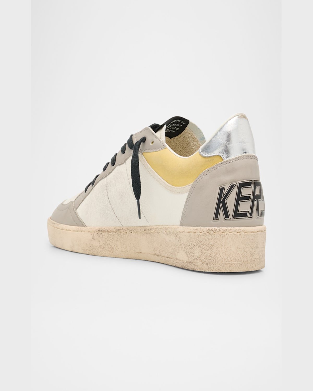 Golden Goose Men's Ballstar Metallic Leather Low-top Sneakers, Exclusive In White/grey