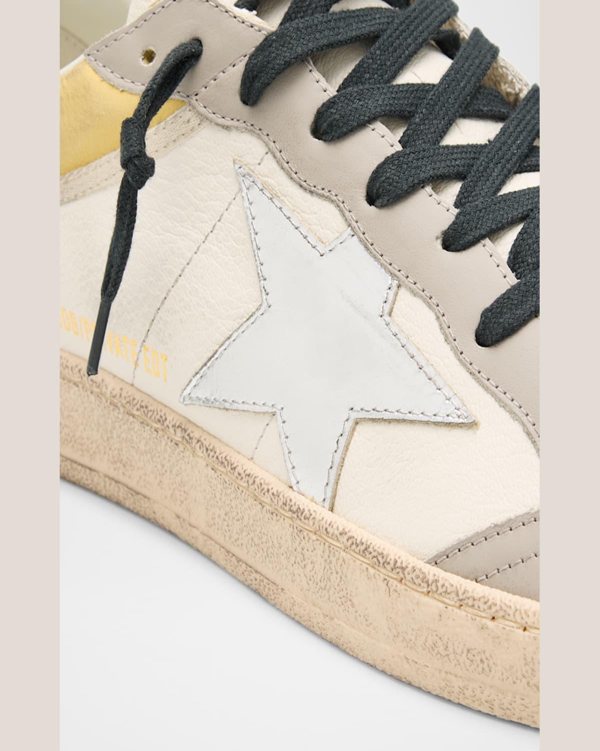 Golden Goose Men's Ballstar Metallic Leather Low-top Sneakers, Exclusive In White/grey