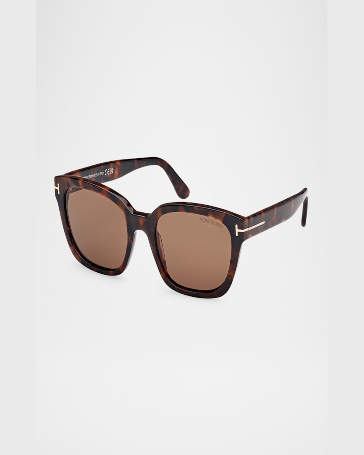 Tom Ford Haylay Acetate Rectangle Sunglasses In Shiny Dark Havana