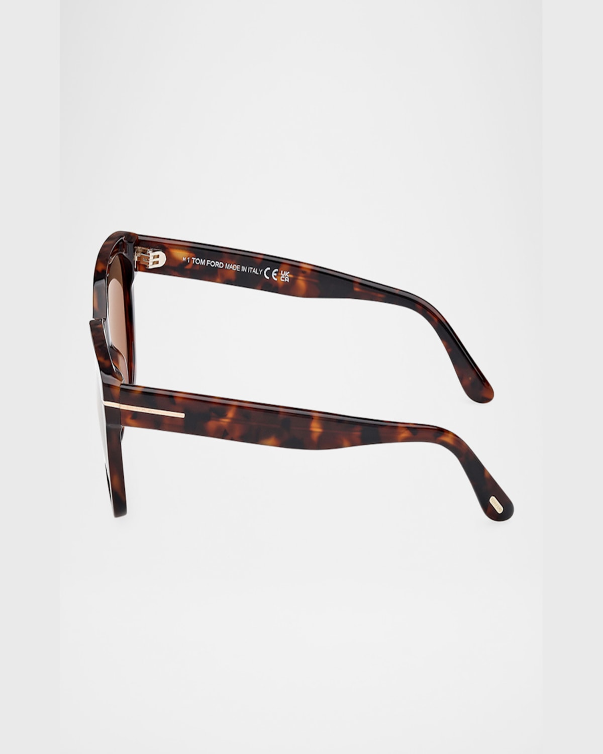 Tom Ford Haylay Acetate Rectangle Sunglasses In Shiny Dark Havana