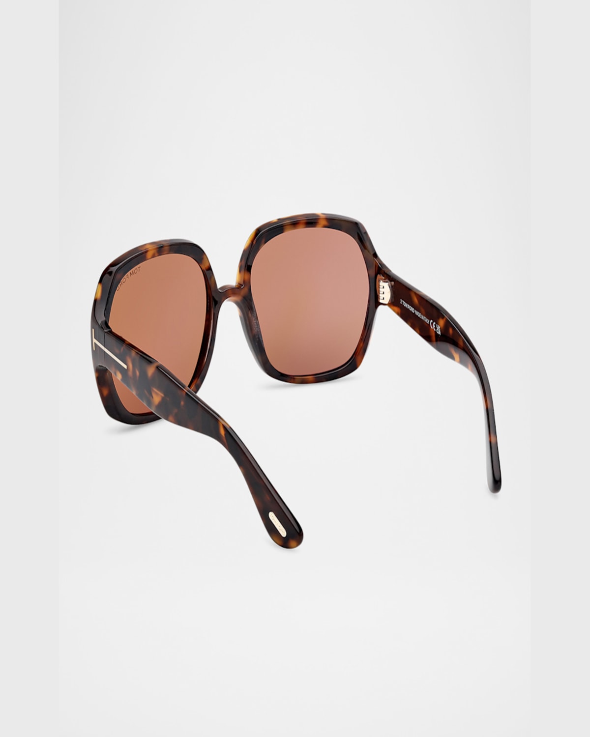 Tom Ford Saffron Acetate Round Sunglasses In Shiny Dark Havana